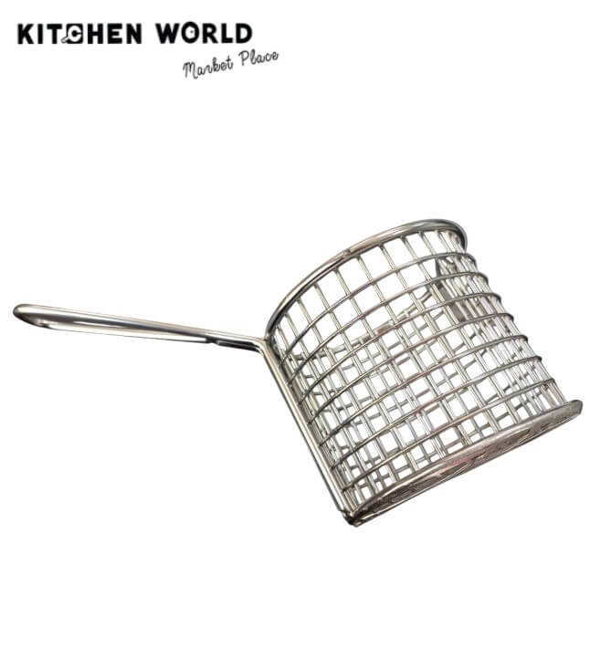 ตะกร้าเสิร์ฟสแตนเลสทรงกลมมีหูจับ KCW CW0193-94 ขนาด 9x8 ซม.